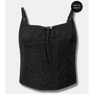 Torrid Lace Up Corset Bustier Top Deep Black Plus Size Sexy Party Clubwear New